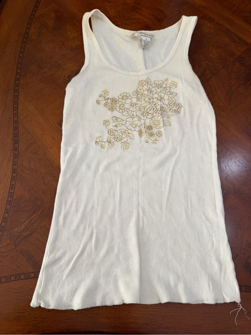 Vintage Aéropostale ribbed tank top with floral graphic design.